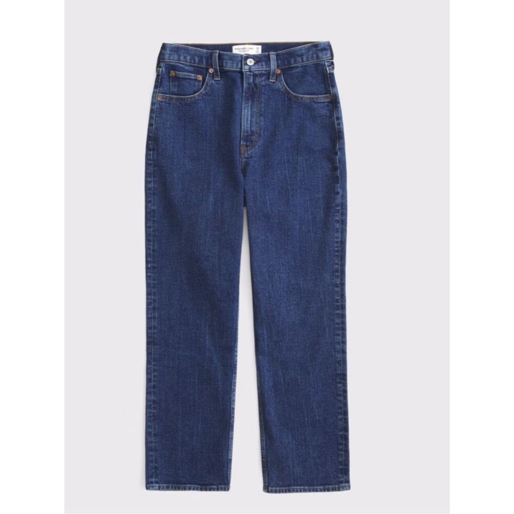 Abercrombie&Fitch Women's -Ankle Straight Leg Ultra High Rise Jeans Indigo Blue